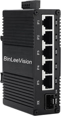 Industrial Mini Gigabit Ethernet Switch 5-Port RJ45 10/100/1000BASE-T+1-Port SFP Slot,Unmanaged Network Switch,Network Hub,Dinrail Mount or Wall-Mount,Plug & Play,Fanless (5 RJ45+1 SFP)