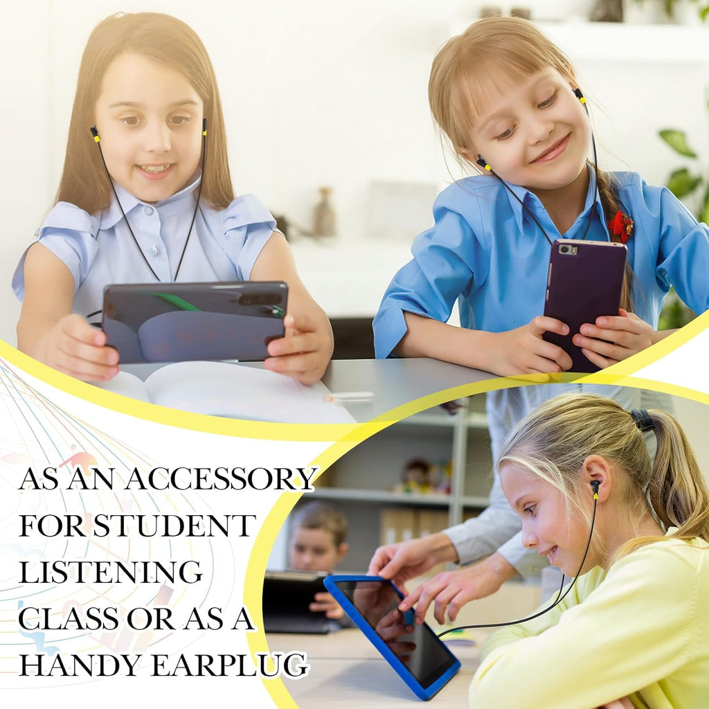 Kanayu 100 Pack Wired Earbuds Bulk for Classroom Ear Headphones Wired Basic Student Earbuds No Microphone with 3.5mm Jack for Kids Class Laptop School Library, Individually Bagged(Yellow)