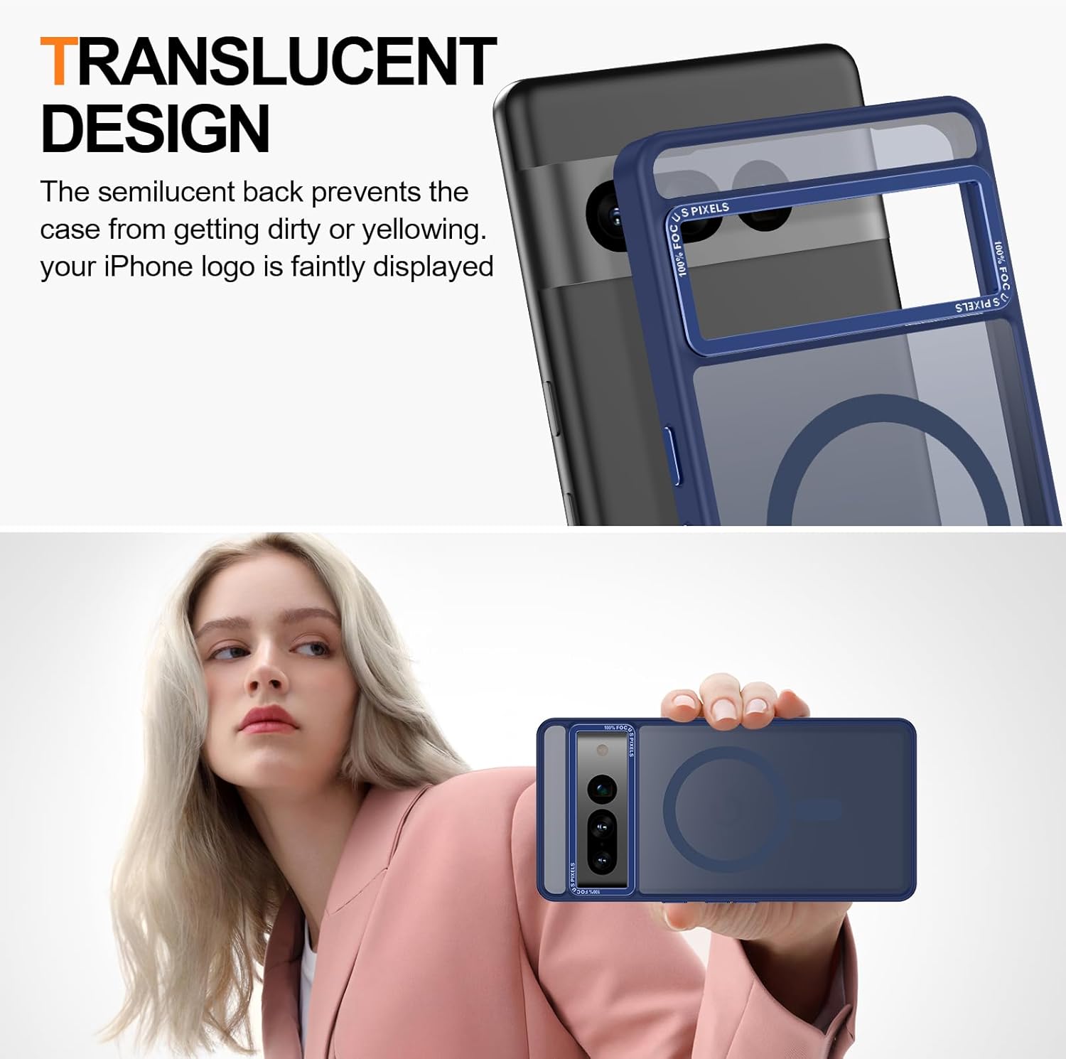Magnetic for Google Pixel 7 Pro Case, [Military Grade Drop Protection] [Compatible with MagSafe] Shockproof Slim Translucent Matte Anti-Slip for Women Girls Men Case, Dark Blue