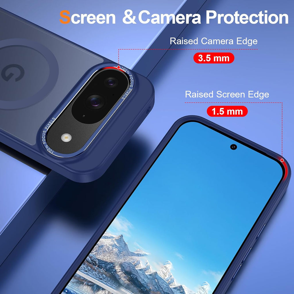 Magnetic for Google Pixel 10/Pixel 10 Pro Case, [Military Grade Drop Protection] [Compatible with MagSafe] Shockproof Slim Translucent Matte Anti-Slip for Women Girls Men Case, Dark Blue
