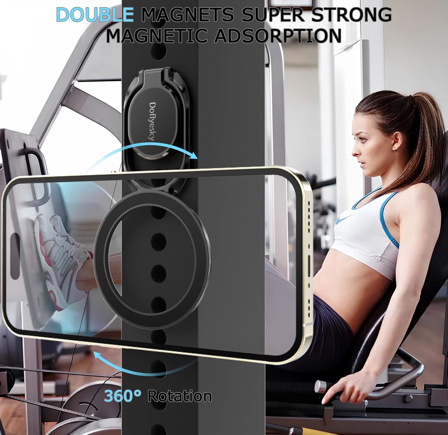 Magnetic Phone Ring Holder with Magsafe, Double Adjustable Gym Finger Ring Grip, Removable Phone Grip, for iPhone, iPad and Smartphones, Compatible with Magnetic Car Mount (Colorful)
