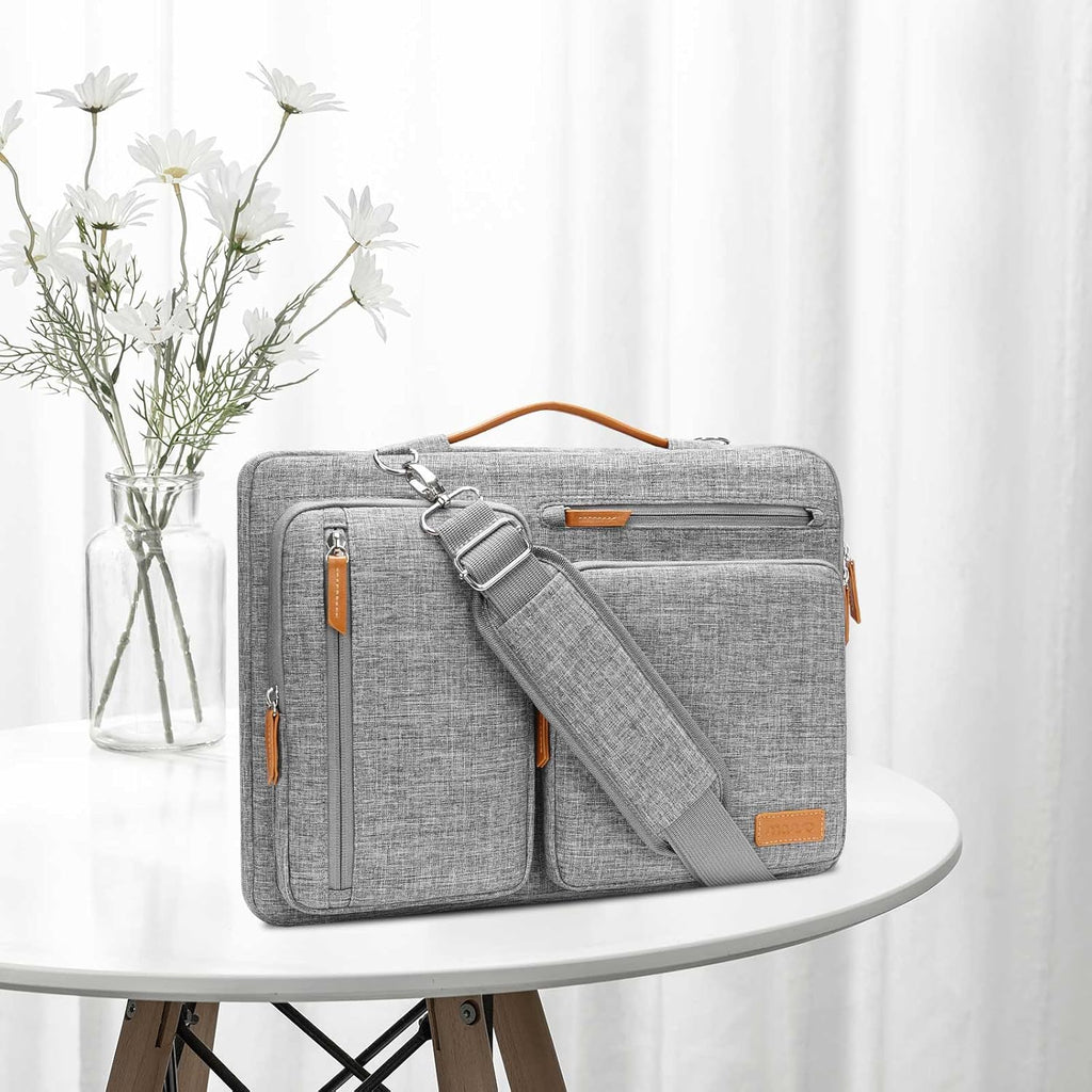 MOSISO 360 Protective Laptop Shoulder Bag,14 inch Computer Bag Compatible with HP Lenovo Dell ASUS Acer, HP, Dell Latitude, Lenovo,Side Open Messenger Bag with 4 Zipper Pockets&Handle, Gray