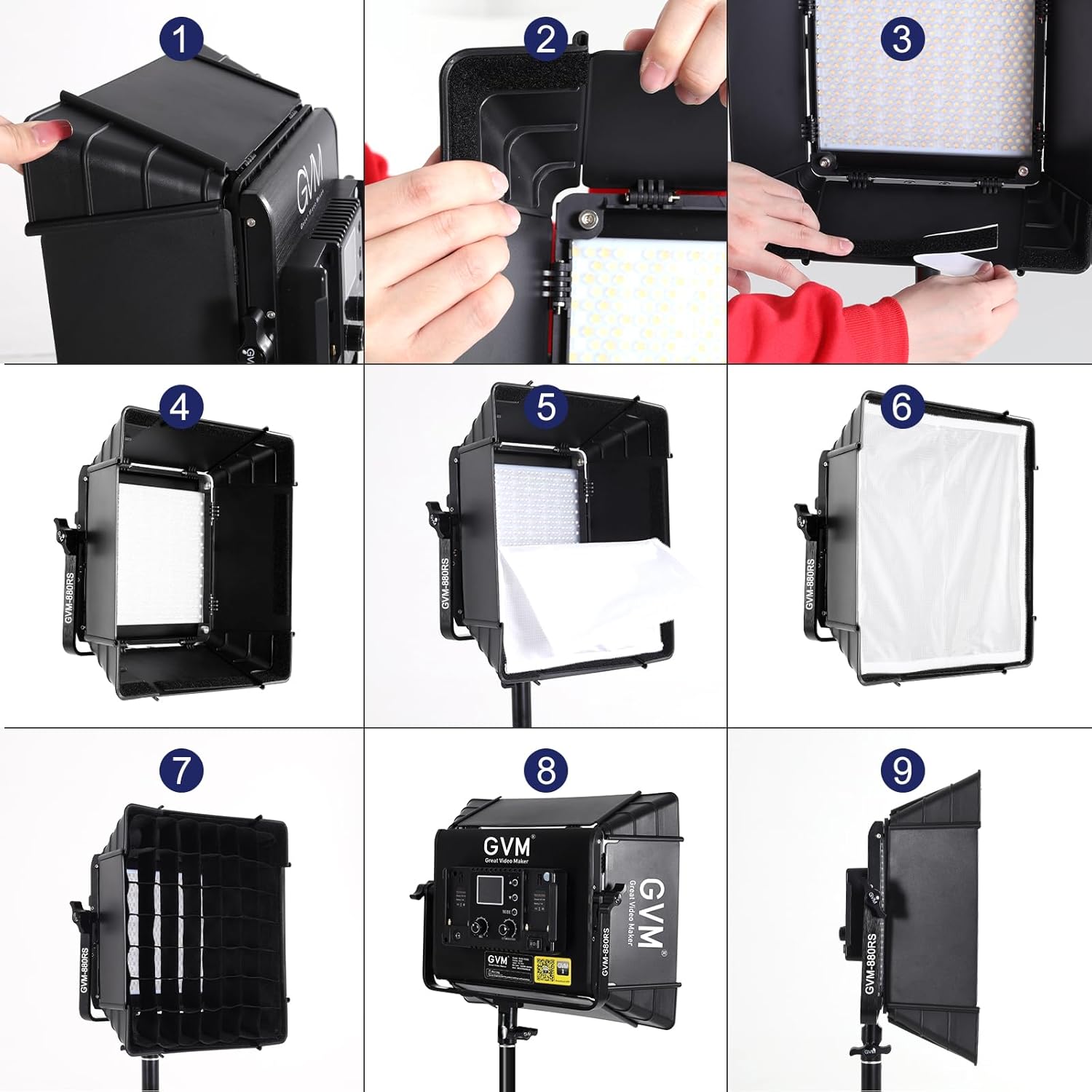 GVM RGB Photography Lighting Kits with 2 Softboxes, 880RS 60W Studio Lights with Bluetooth Control, 2 Packs Video Light with 18 Lighting Scenes, led Panel Lights for Video Recording, 8330lux/0.5M
