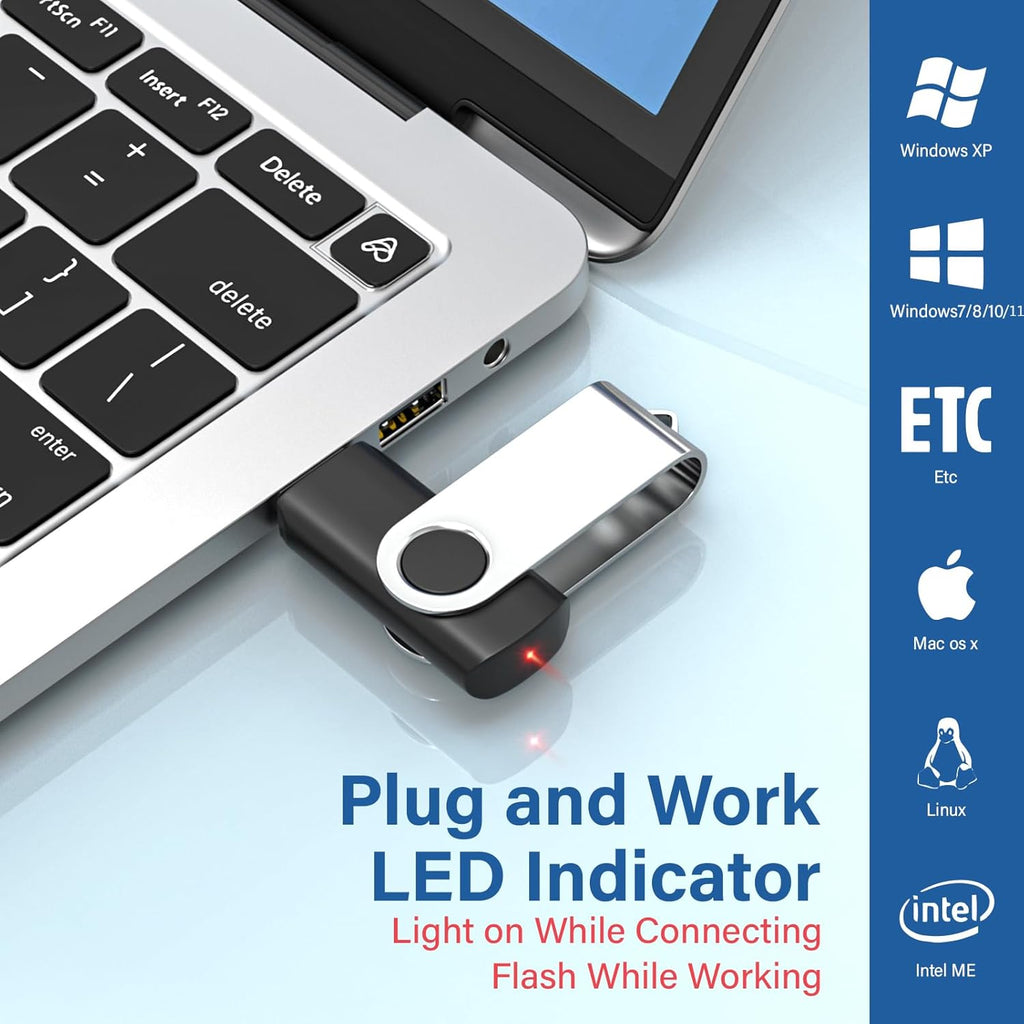 Flash Drives 1GB 10 Pack, USB 2.0 Thumb Drives with Keychains Memory Stick USB Drive Pendrive for PC Laptop Computer (Mixcolors)