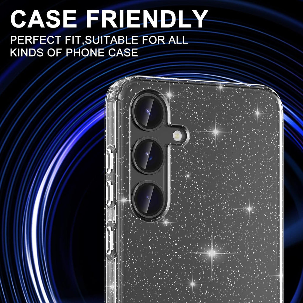 for Samsung Galaxy S24 Plus Camera Lens Protector, Individual Metal Ring Tempered Glass Lens Cover, [Strong Adsorption] Scratch Resistant Ultra-Thin HD Clear Lens Cover, 1 Set-Black