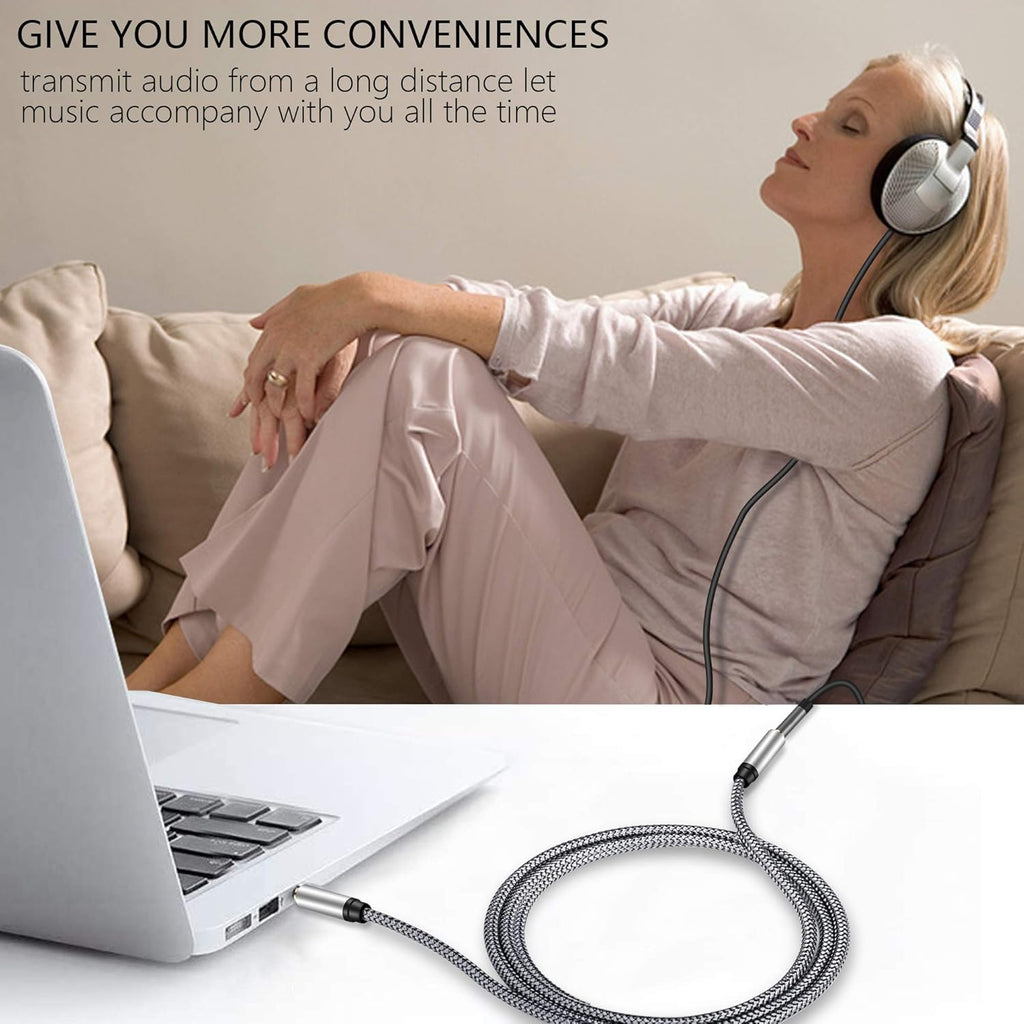 Male to Female Audio Cable 3Ft,Tan QY Male to Female for Phone Headphone Conversion Cord 3.5mm 4 Pole Audio Adapter for Tablet/PC/ PS4 and More (3Ft, Silver)