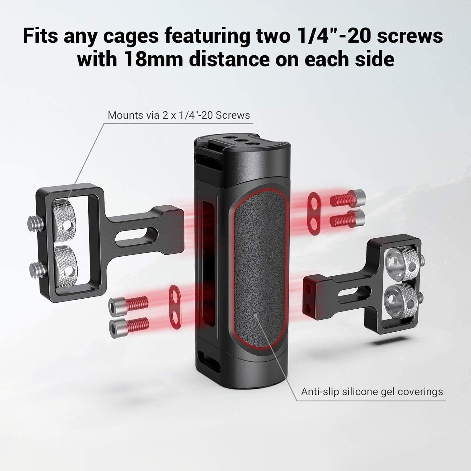 SmallRig Mini Side Handle Handgrip with Dual 1/4"-20 Screw Mount for Mirrorless Digital Camera DSLR Camera Small Camera Cage Built-in Wrench, Up and Down Adjustable, Pack of 2-4957