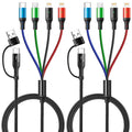 5 in 1 Multi Charging Cable 3.5A, Multi Fast Charging Cord USB A/C to Type C/Micro USB/Lightning Universal Braided Charger Cable,Multi Charger for Cell Phones,iPhone,Galaxy (2, Black, 4Feet)
