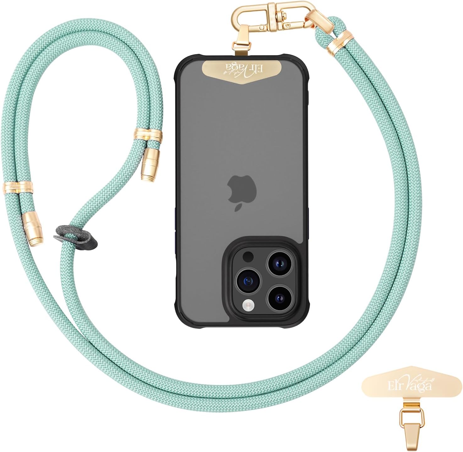 Adjustable Anti-Theft Phone Lanyard - 8mm Mountain Climbing Rope Neck & Crossbody Strap with Secure Locking Metal Clip - Rugged Outdoor Design for Smartphones (Blue)