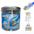 100-PACK Cat5 Cat5e Cat6 RJ45 Pass Through Connectors Ends, 1.1mm Unshielded Connectors for Solid Wire and Standard Cable