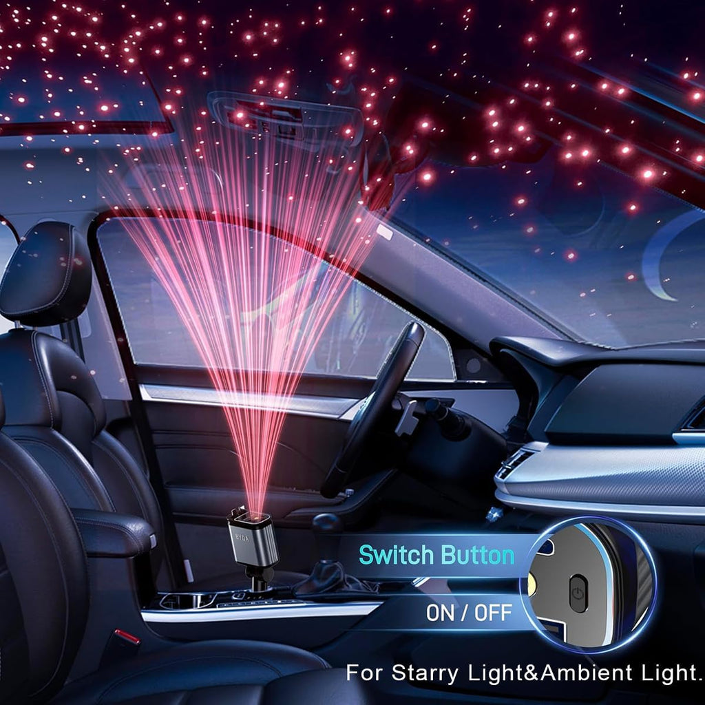Fast Car Charger 4 in 1 Retractable Car Charger 69W with Starry Light,USB-C Fast Car Accessories,Compatible with All iPhones All Android Phones (Grey, Dual Cord USB-C)