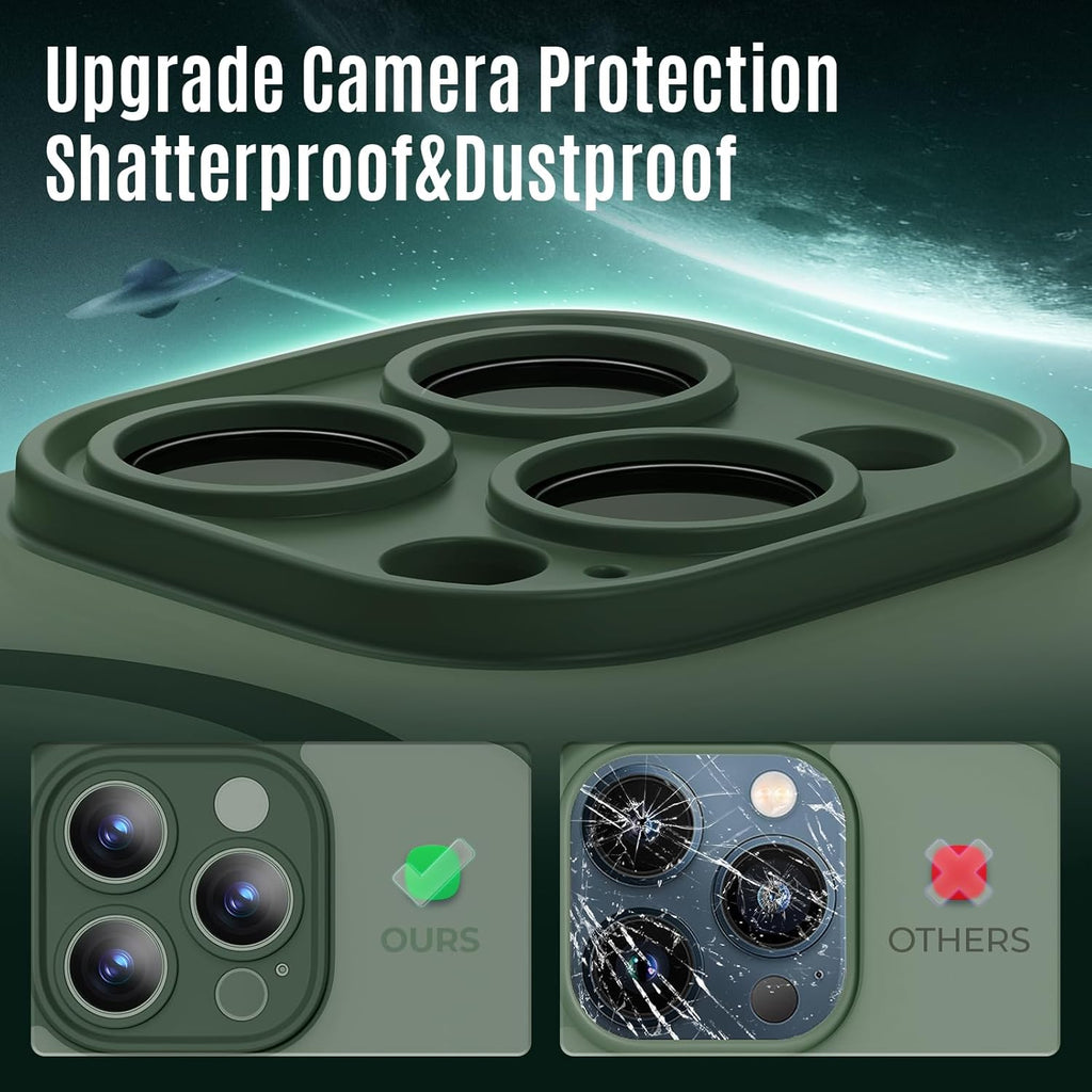 Designed for iPhone 12 Pro Max Case, Compatible with MagSafe, with Privacy Screen Protectors X2, [Camera Protection] [15FT Military Drop Protection] Shockproof Phone Case, 6.7", Alpine Green
