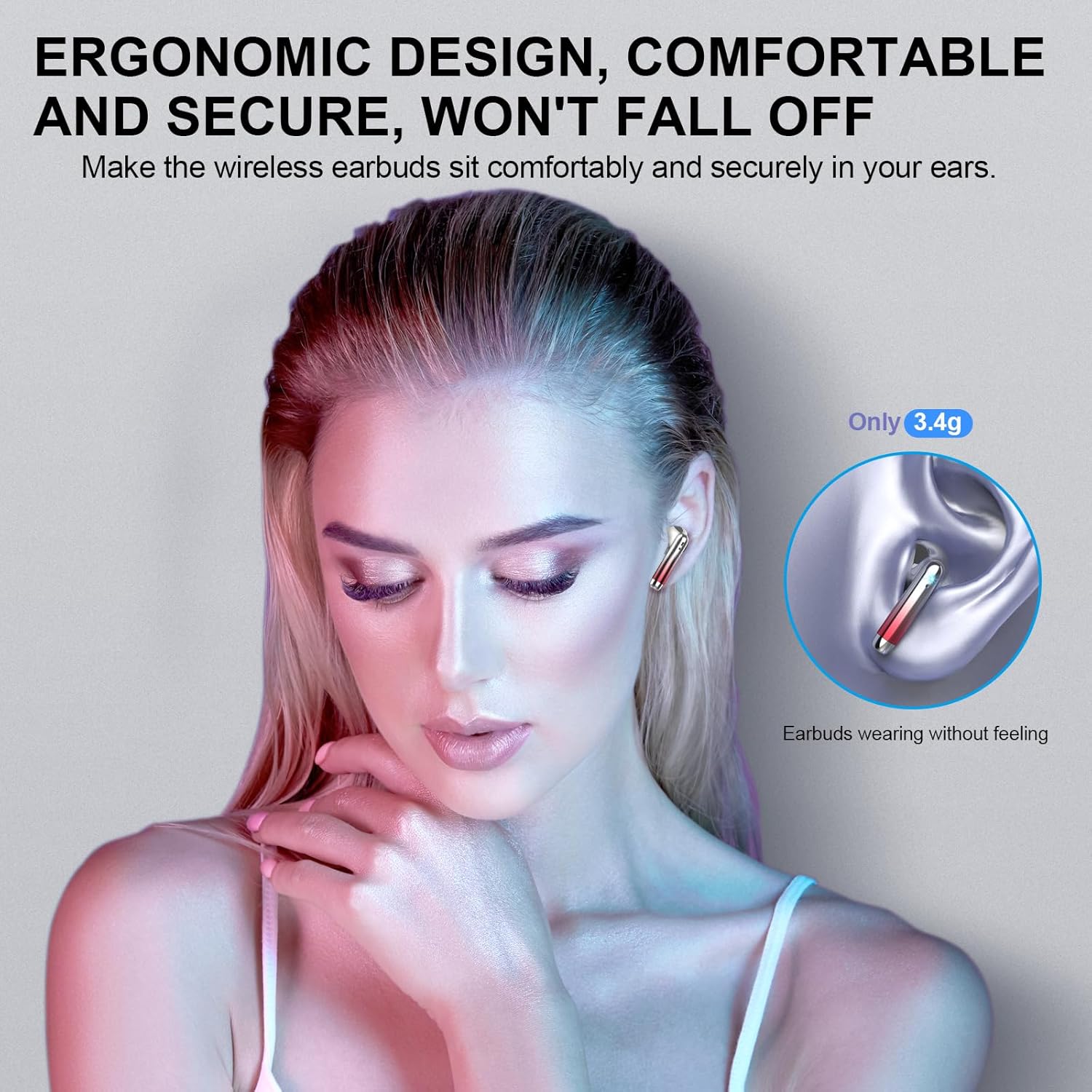 Wireless Earbuds, Bluetooth Headphones 48H Playtime Ear Buds with LED Power Display, IPX7 Waterproof Bluetooth 5.4 Earphones in-Ear Earbuds with 4 Mic for Android iOS Cell Phone Laptop, Red