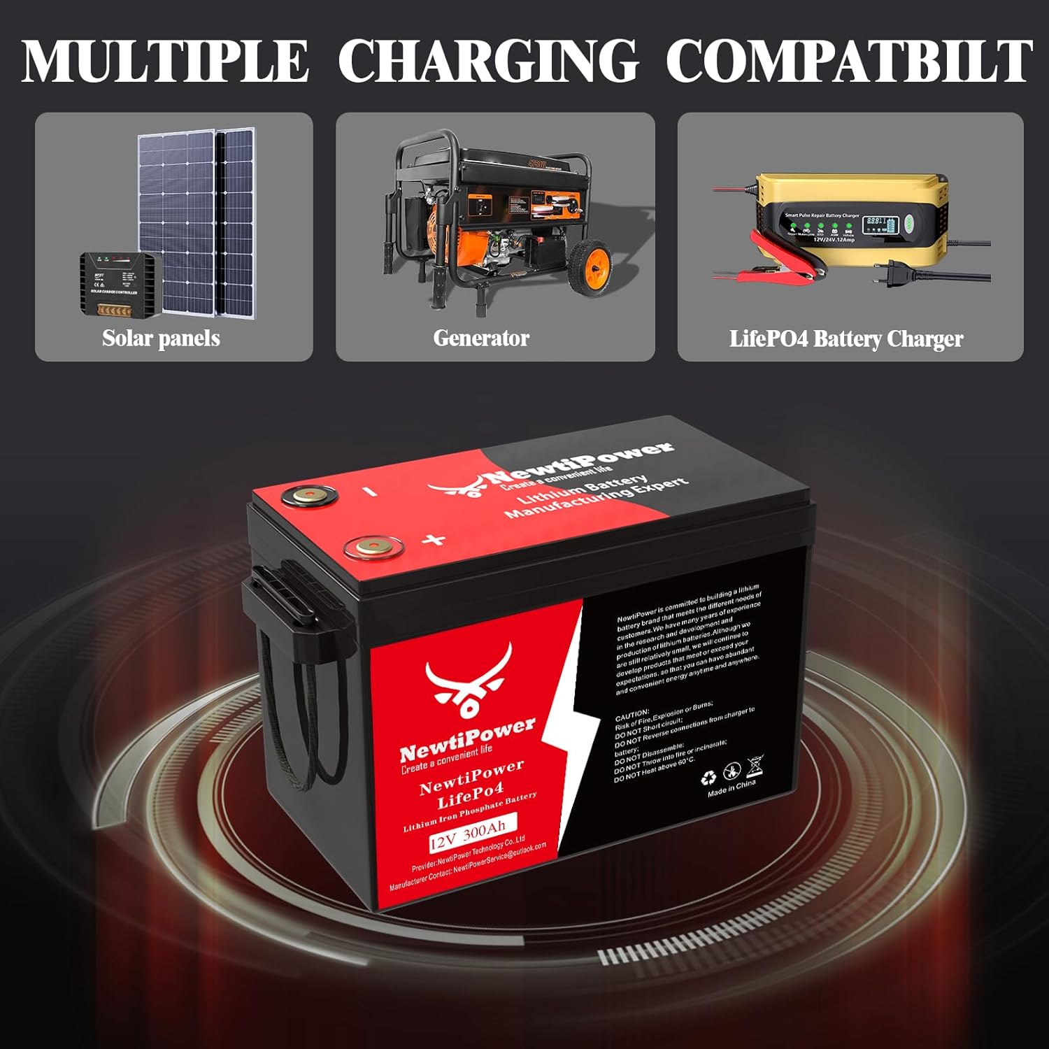 12V 300Ah Golf Cart Lithium LiFePO4 Battery with 200A BMS Grade A Cells Deep Cycle Rechargeable Battery,10000+ Cycles,Perfect for Golf Cart,Off Grid Applications (12.8V 300Ah-BLU)
