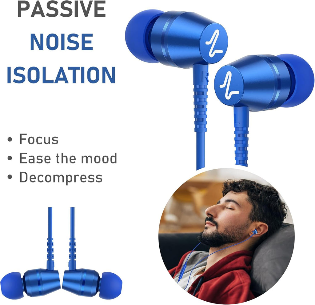 LUDOS OMNITONE USB C Headphones for iPhone 16 15 Pro Max Plus iPad Pro, 5 Years Warranty, USB-C Earbuds for Samsung Galaxy S24 S23 Ultra S22 S21 S20 A55 A54 A53, USB Type C Earphones - Blue
