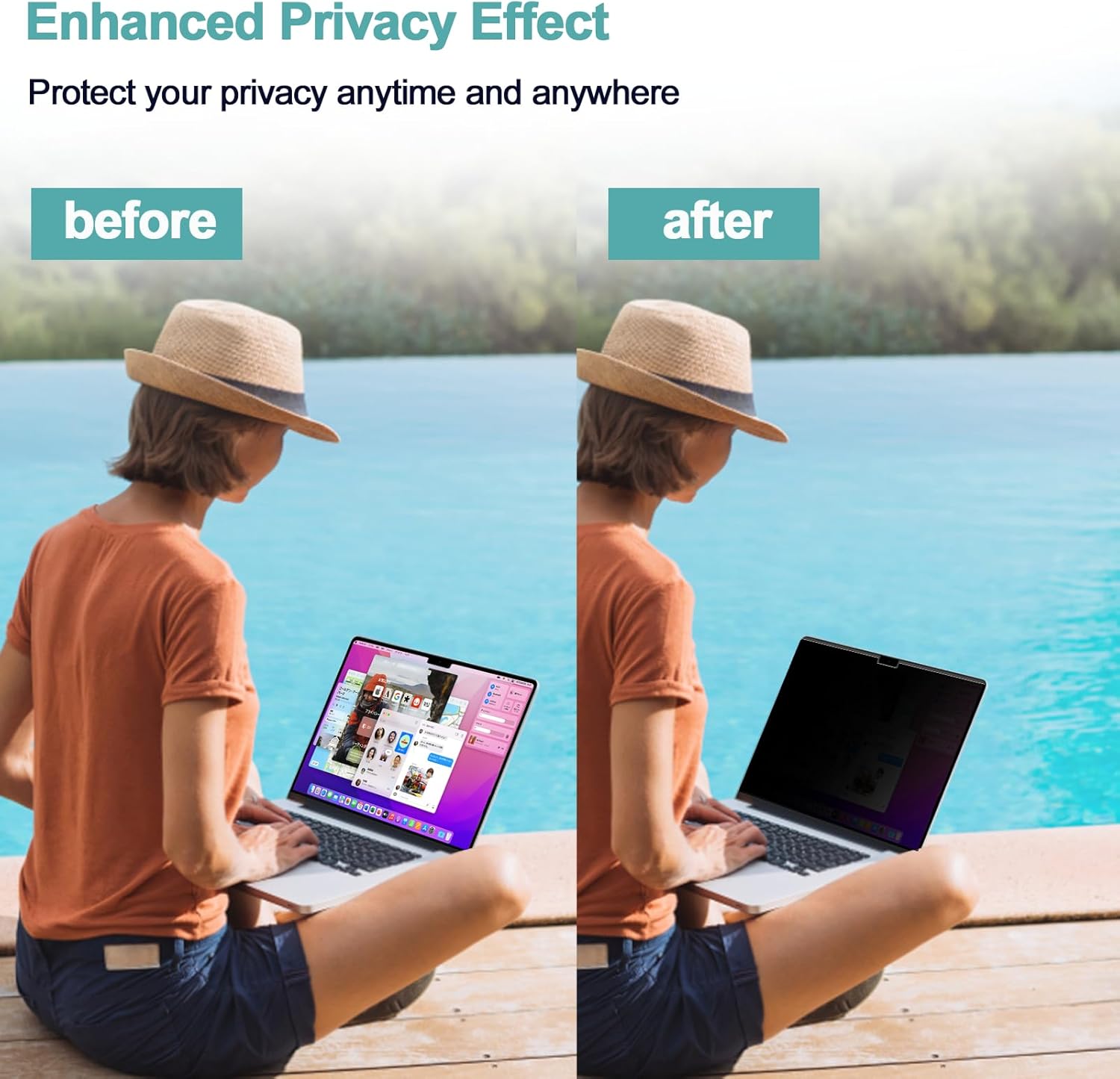 Magnetic MacBook Air 13.6/13 Inch Privacy Screen, Compatible with MacBook Air 13.6 Inch (2022-2025 Model,M2,M3,M4), Removable Matte Anti Glare Blue Light 13In Mac Laptop Screen Protector Filter IPROKKO