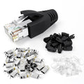 VCE RJ45 Connectors CAT7/CAT6A UL-Listed 30-Pack Non-Pass-Thru, Shielded Modular Plugs Gold Plated Network Ends for 23AWG Ethernet Cable with Strain Relief Boots - Black