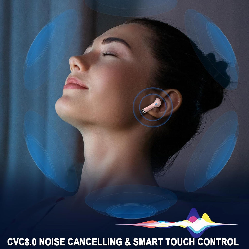 Wireless Earbuds, Bluetooth 5.4 Ear Buds LED Power Display Headphones Bass Stereo, Bluetooth Earbuds in-Ear Noise Cancelling Mic, 40H Playback Mini Case IP7 Waterproof Sports Earphones for Android iOS