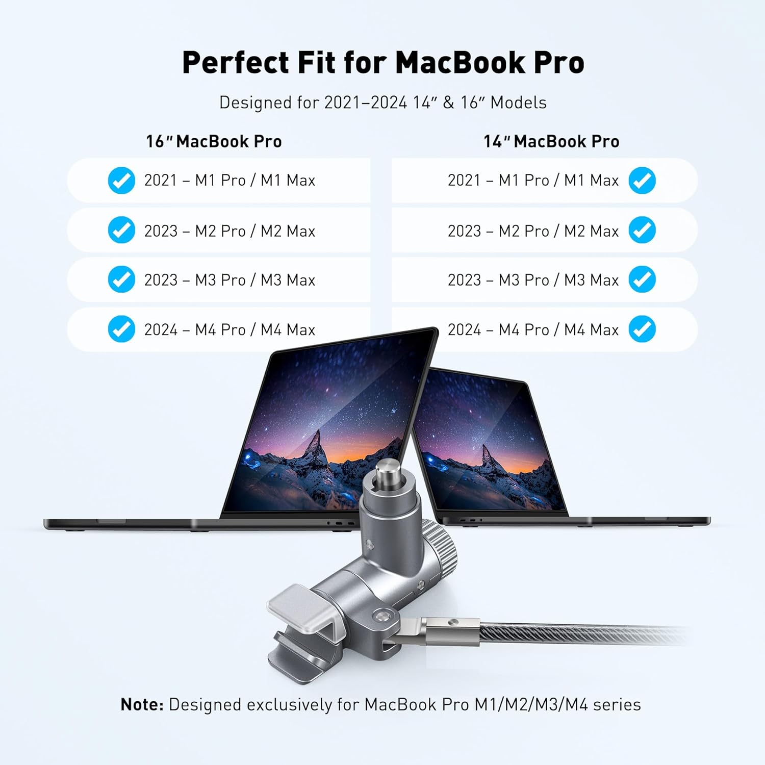 AboveTEK Laptop Locking Cable for MacBook Pro 14/16 (2021–2024), Anti-Theft Keyed Laptop Security Lock, 6.56ft Cut-Resistant Steel Computer Lock Cable, Rotatable & Portable Design