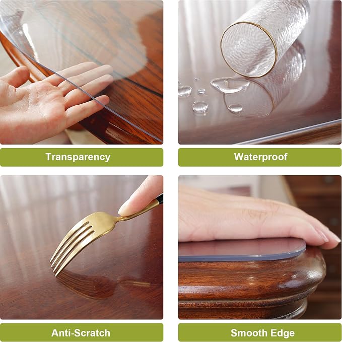 OstepDecor 48 x 120 Inch Clear Table Cover Protector, 2mm Thick Clear Plastic - Image 3