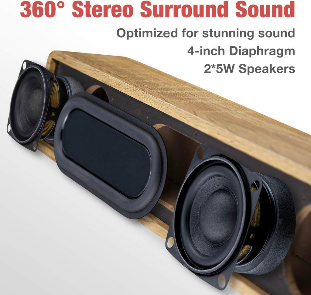 MICA Computer Speakers, Wired Computer Sound Bar, Wooden Mini Soundbar, USB Powered PC Speakers 3.5mm AUX & PC Input (Yellow)