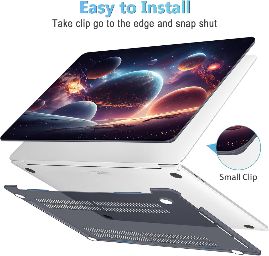 Mektron for MacBook Pro 13-inch Case 2022 2021 2020 Release A2338 M2 M1 A2289 A2251, Printed Plastic Hard Shell Cover for New MacBook Pro 13.3-inch Touch Bar Fits Touch ID，Planets