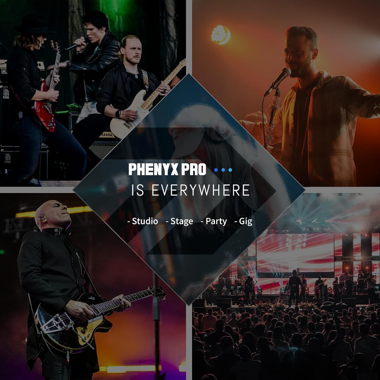 Phenyx Pro UHF Mono Dual Wireless in-Ear Monitor System, Metal Wireless IEM System, Sturdy Bodypack Receiver, 2x50 Frequencies, Separate Outputs,164ft Operation, Suitable for Band and Studio (PTM-22)