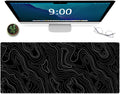 Gaming Mouse Mat Forest Background Pattern XXL XL Large Mouse Mat Long Extended Mouse Pad Desk Mat Non-Slip Rubber Mice Pads Stitched Edges Thin Pad (Topographic Map Balck)