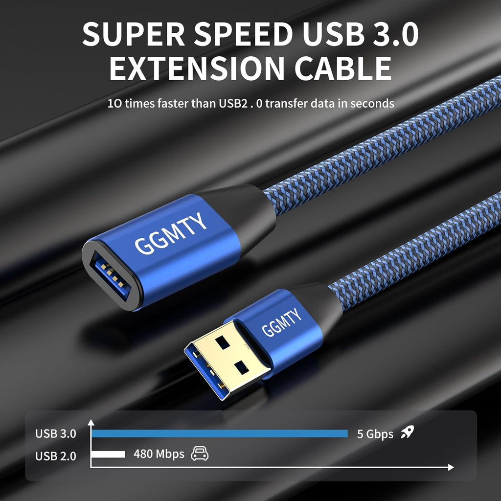 USB 3.0 Extension Cable 25ft,Type A Male to Female Extension Cord Durable Braided Material High Data Transfer Compatible with USB Keyboard,Mouse,Flash Drive, Hard Drive,Printer