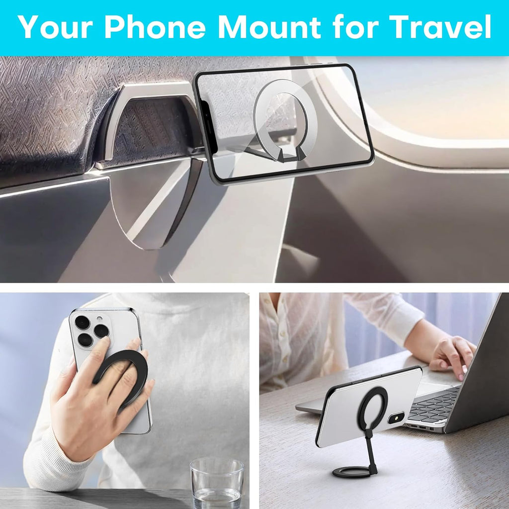 MCCHJoy Mini 2-Pack Universal in Flight Airplane Phone Holder, 360°Rotation Foldable Phone Mount Travel Essentials Accessories,Handsfree Phone Stand for Airplane Travel/Home/Office