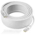 Cat5e Ethernet Cable 25 FT, Long Cat 5e Internet Cable, White Snagless Patch Cord, Flexible, Network, LAN, PoE, Standard RJ45 Connector for PC, Server, Router, Modem, TV, PS5 - with 15 Cable Ties