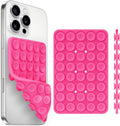 Silicone Suction Cup Phone Case Mount Double Sided, Phone Accessories Hands-Free Strong Grip Holder for Selfies and Videos, Silicon Phone Stand for iPhone and Android Dark Pink