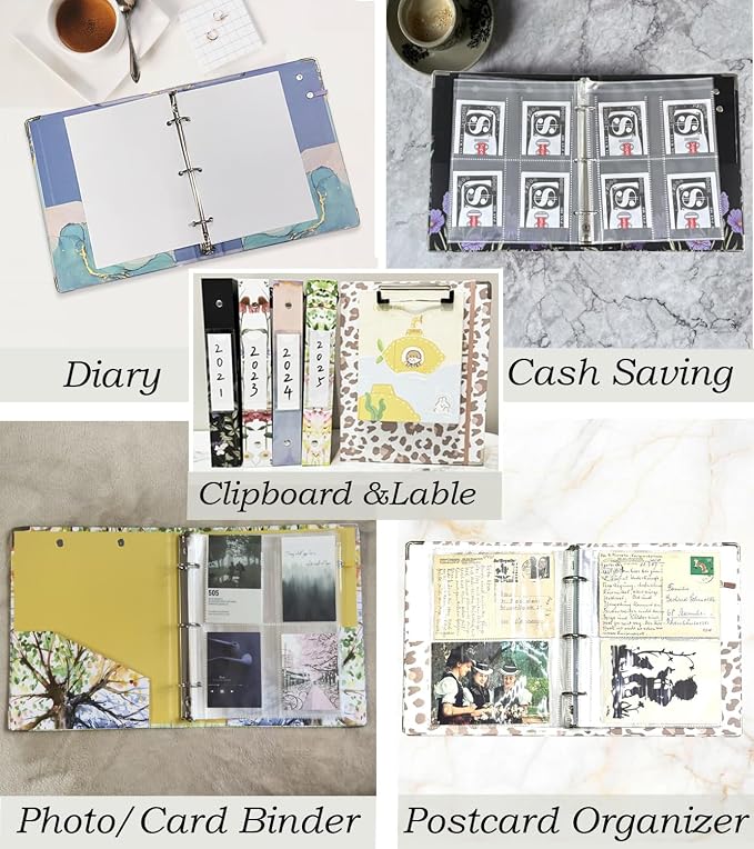 A5 Binder 3 Ring 1 Inch for 5.5"x8.5" Paper, Cute Mini Three Ring Binders - Image 4