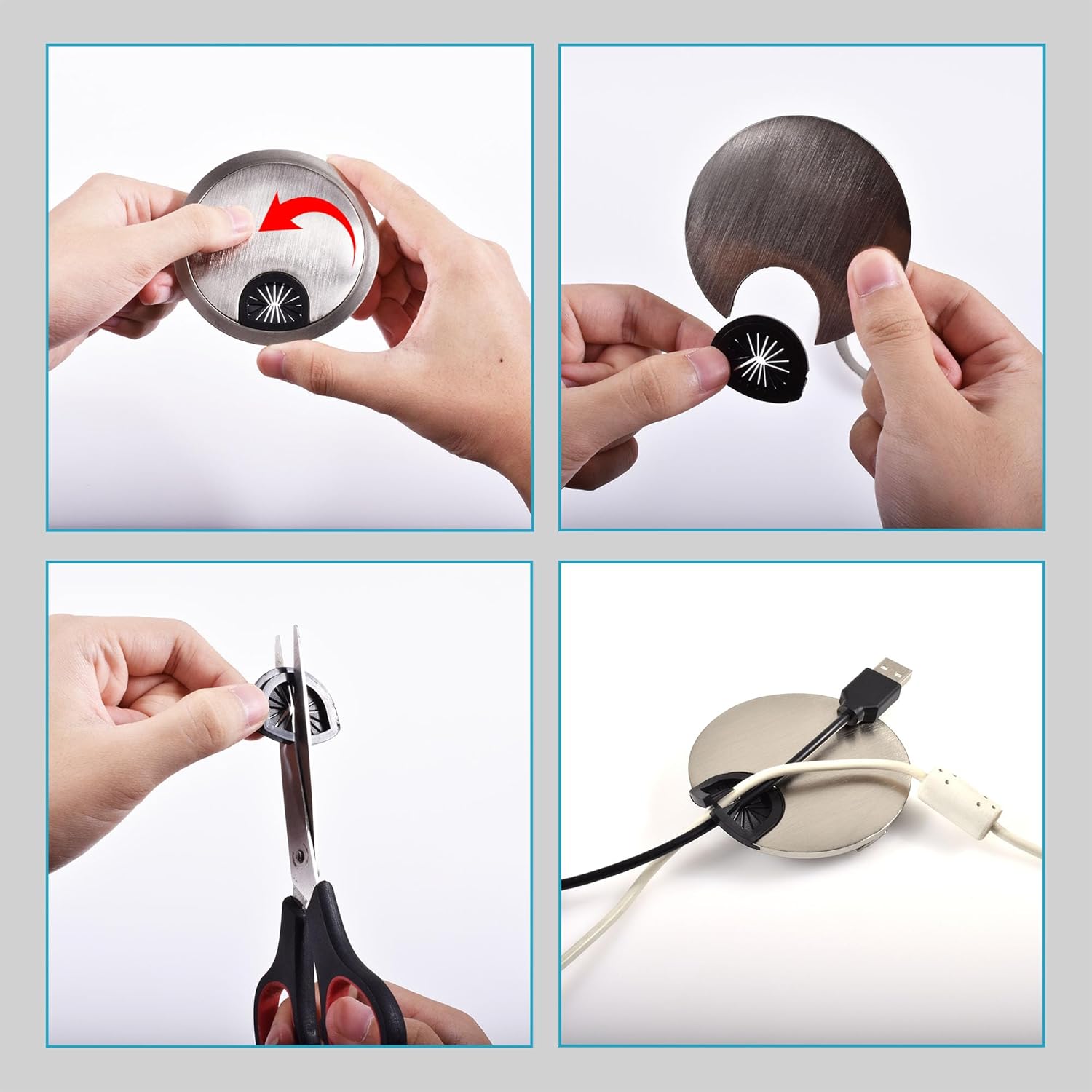 Desk Grommet 2-3/8 Inch 60mm, Zinc Alloy Computer Desk Wire Hole Cover, Office Desktop Cord Cable Hole Metal Ring, Bronze Tone