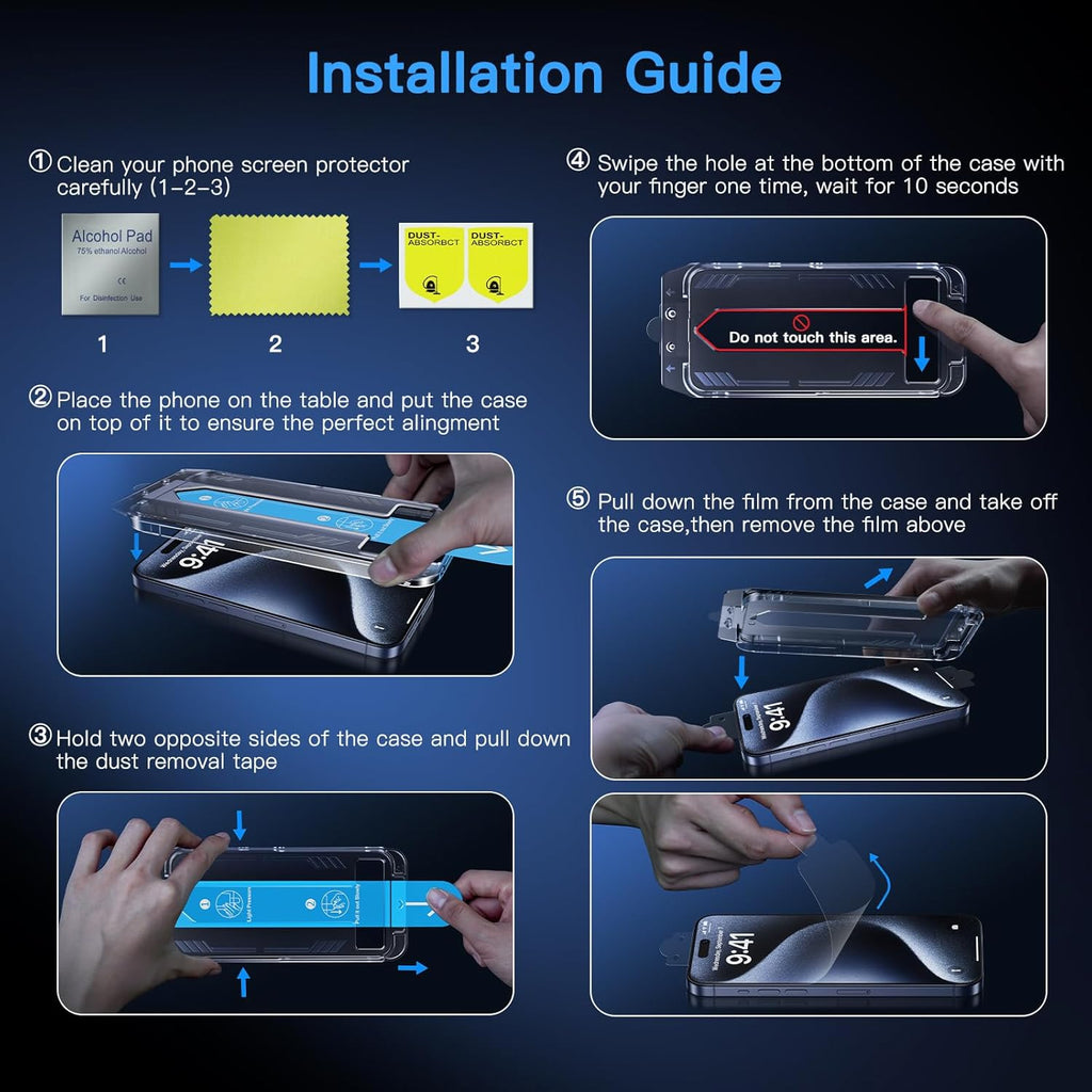Uyiton Anti-Blue Light for iPhone 14 Plus/iPhone 13 Pro Max Screen Protector - Unbreak-Glass Easy to Install Full Coverage Case Friendly Scratch Resistance 9H Tempered Glass Screen Protector, 2 Pack