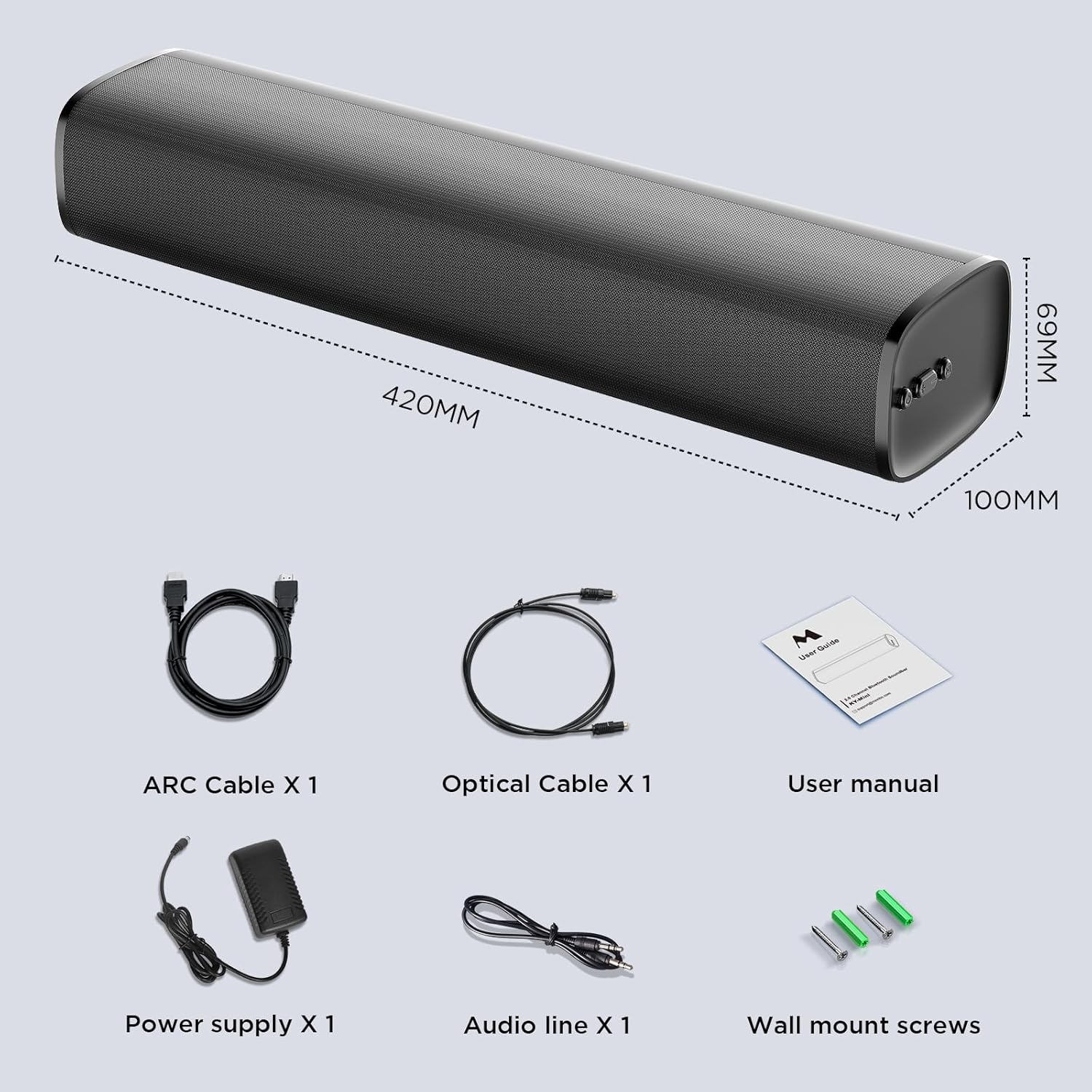 MZEIBO TV Sound Bar, Sound Bars for Smart TV Bluetooth 5.0 Soundbar 50W 17Inch Soundbars with ARC/Optical/AUX Connection Surround for Home Theater Audio TV/PC/Gaming/Projectors