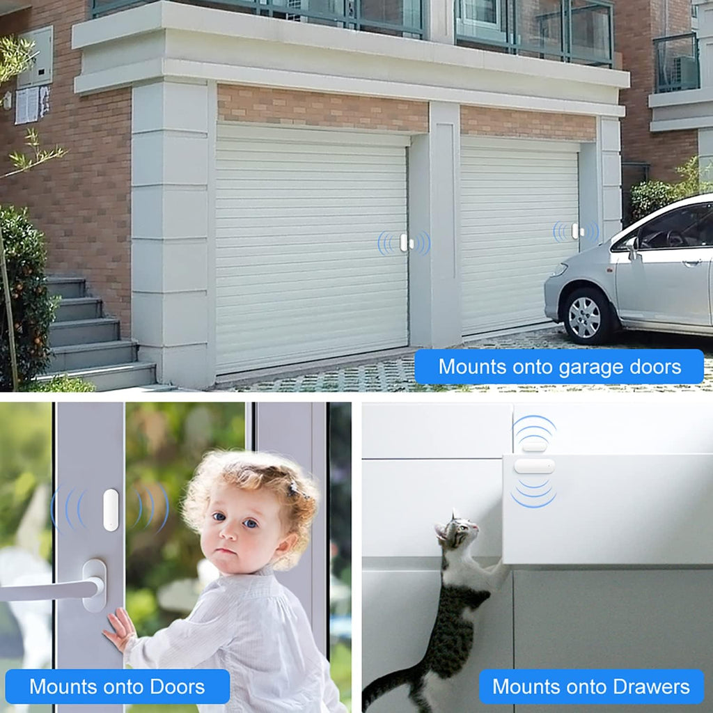 WiFi Door Sensor: Smart Door Open/Closed Detectors, Wireless Window Sensor with App Notification Alert, Contact Sensor for Home Security, Compatible with Alexa Google Assistant (2pack)