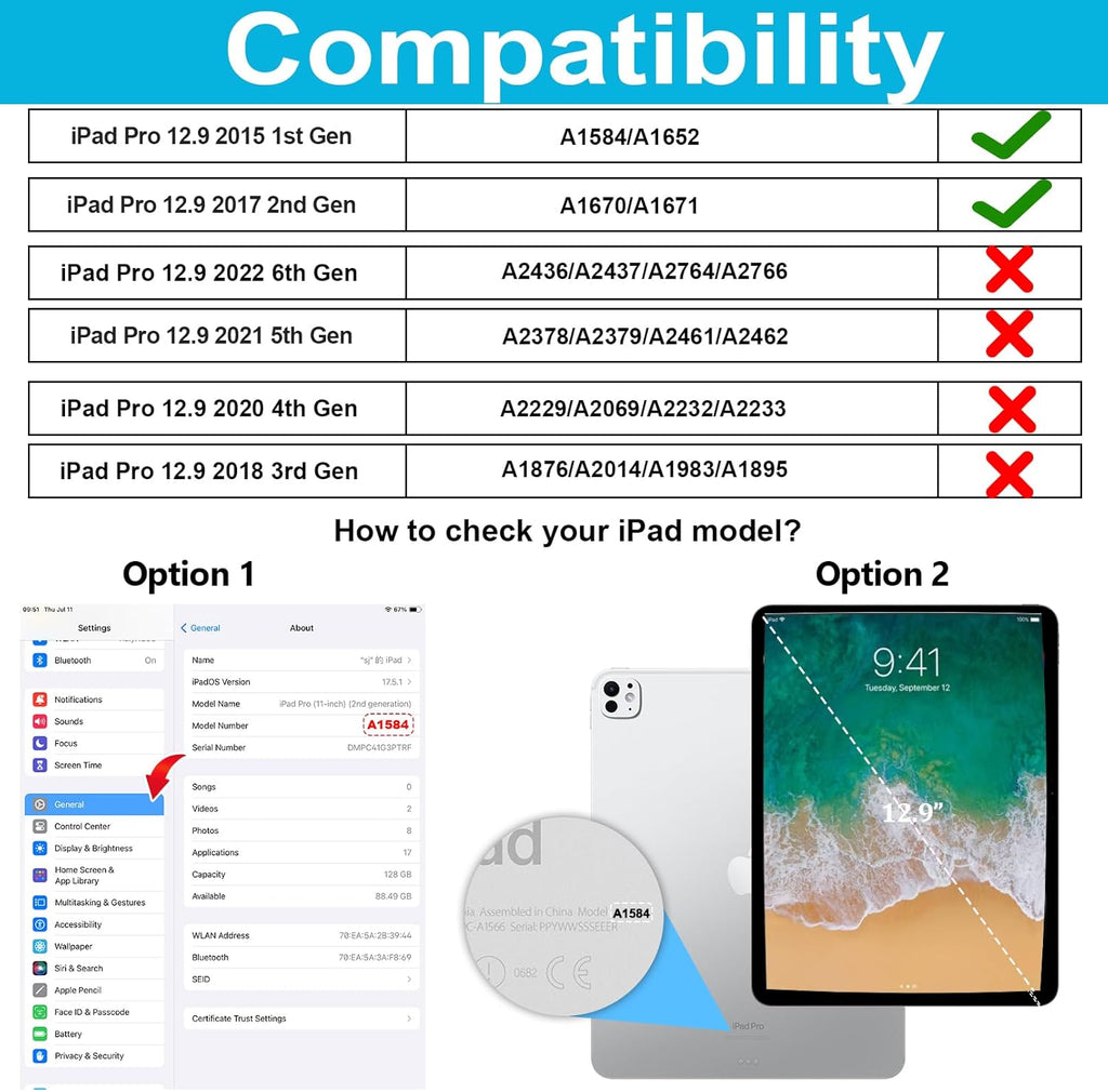 Case for iPad Pro 12.9 2nd Generation 2017& 2015 1st Generation, Heavy Duty Rugged TPU Protective Cover with Screen Protector- Stand + Handle Hand & Shoulder Strap + Pencil Holder- Mint Green