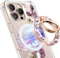 GVIEWIN Magnetic Phone Ring Holder, Compatible with MagSafe Phone Grip with Adjustable Stand, Magnet Phone Ring Kickstand for iPhone 16 Pro Max/Plus/15/14/13/12 Series/Other Phones (Cherry Blossoms)