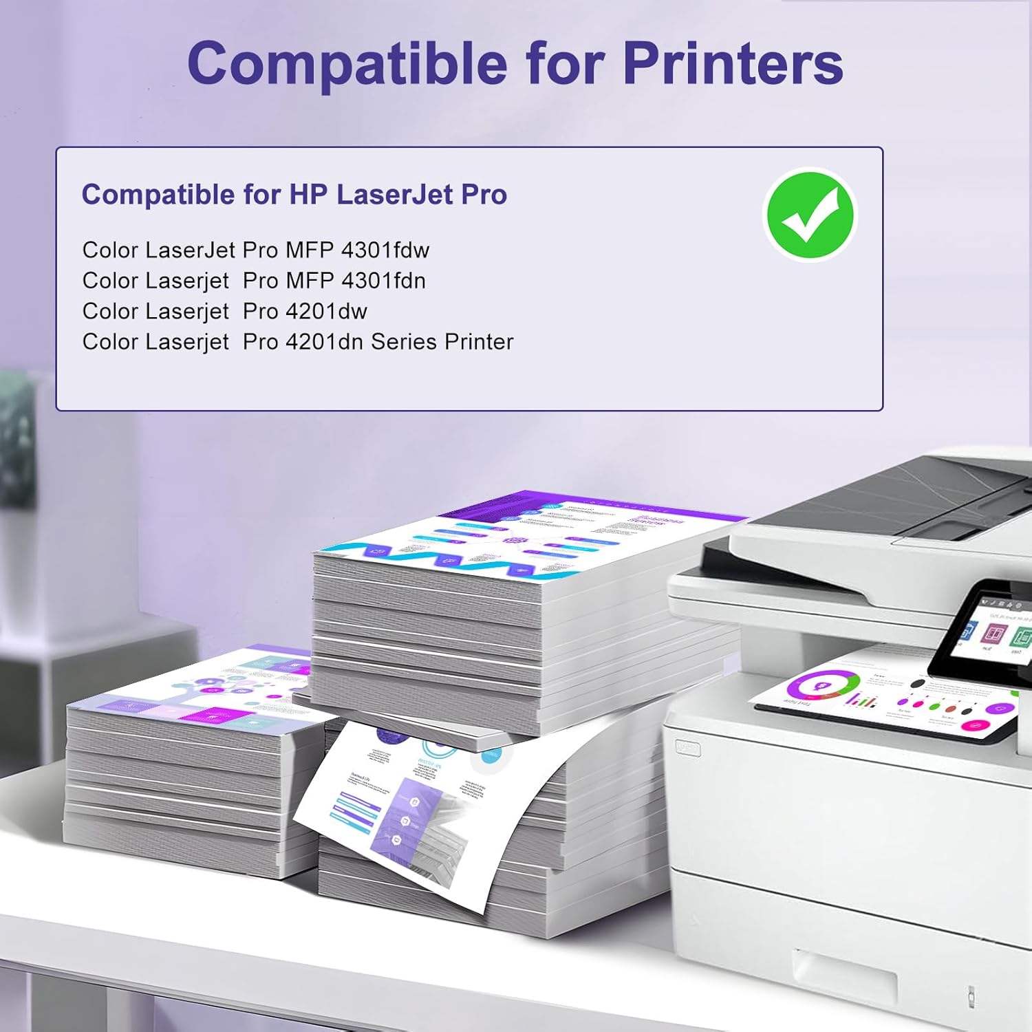210A Toner Cartridges 4 Pack with Chip Compatible for HP 210A/210X W2100A/W2100X High Yield Replacement for Color Laserjet Pro MFP 4301fdw/4301fdn/4201dw/4201dn Series Printer (4-Pack, BCMY)