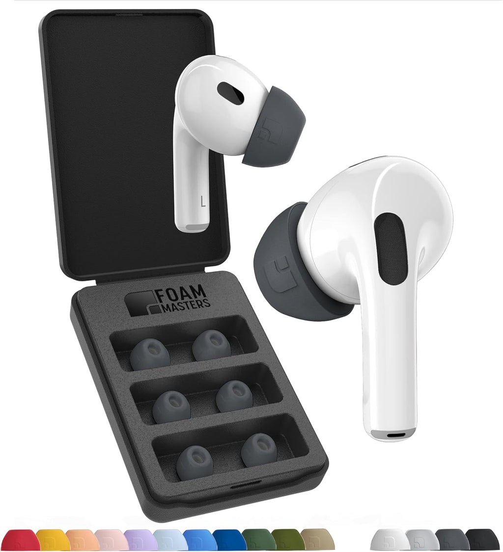 Foam Masters Ultra-Premium Memory Foam Ear Tips for AirPods Pro 1st & 2nd Gen | 3 Pairs | Black Magic Ver 6.0 | Secure | Comfort | Better Noise Cancel | Replacement Buds – Space Gray, Small