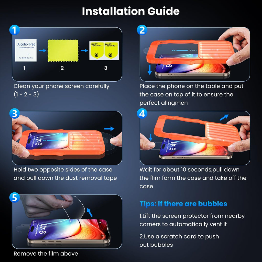 Uyiton UnBreak-Glass for iPhone 15 Pro Max Screen Protector, [Ultrasonic Fingerprint Support][Auto-Alignment Frame] Scratch-Resistant Bubble-Free 15 Pro Max Screen Protector(6.7''), 2 Pack