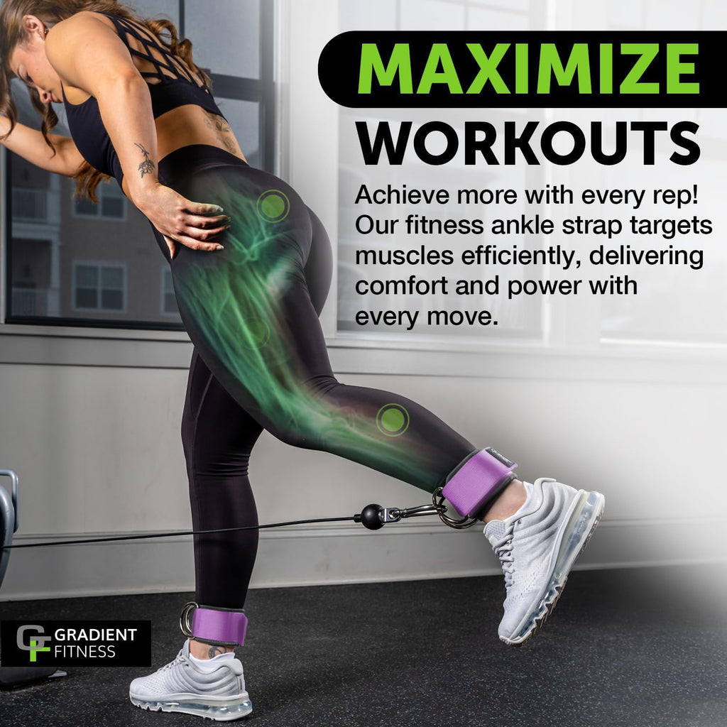 Gradient Fitness Ankle Straps (2 Pack) | Ankle Strap for Cable Machine, Ankle Bands for Working Out, Cable Ankle Strap
