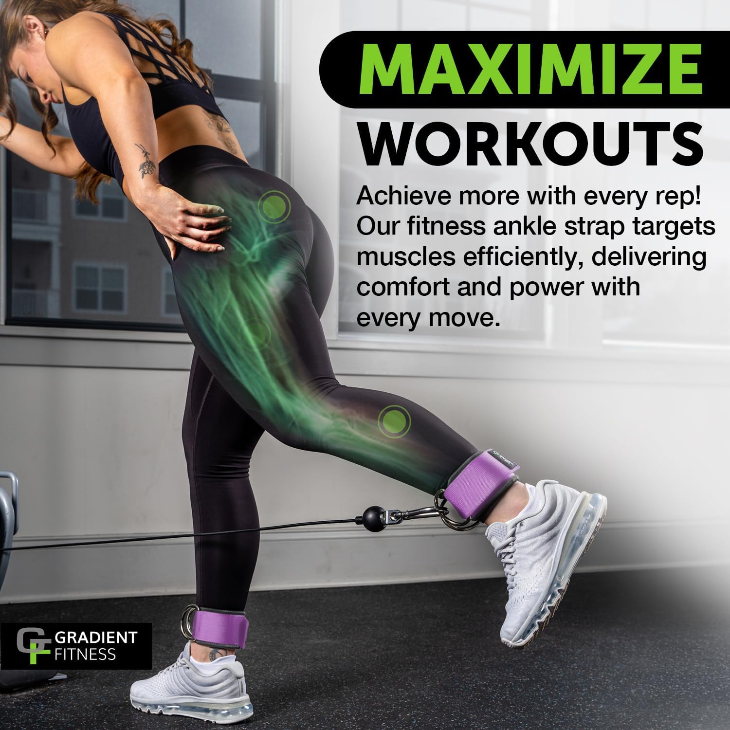 Gradient Fitness Ankle Straps (2 Pack) | Ankle Strap for Cable Machine, Ankle Bands for Working Out, Cable Ankle Strap