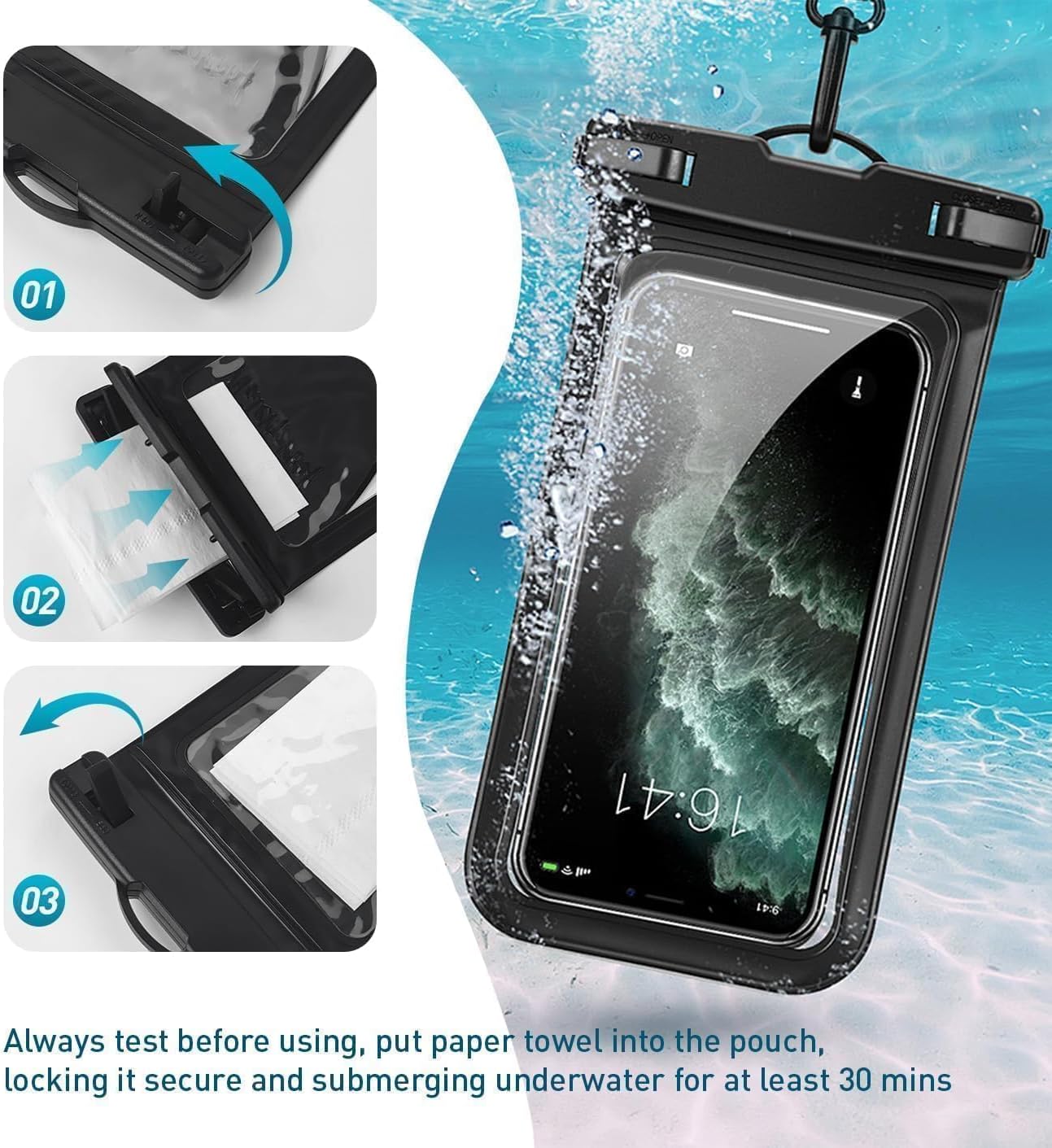 Waterproof Phone Pouch,with Inside Card Bag, Large Waterproof Case for iPhone 16 15 14 13 Pro Max,IPX8 Certified and Lightweigt Cellphone Dry Bag Beach Cruise Ship Essentials, 1 Pack-Pink-8.3″