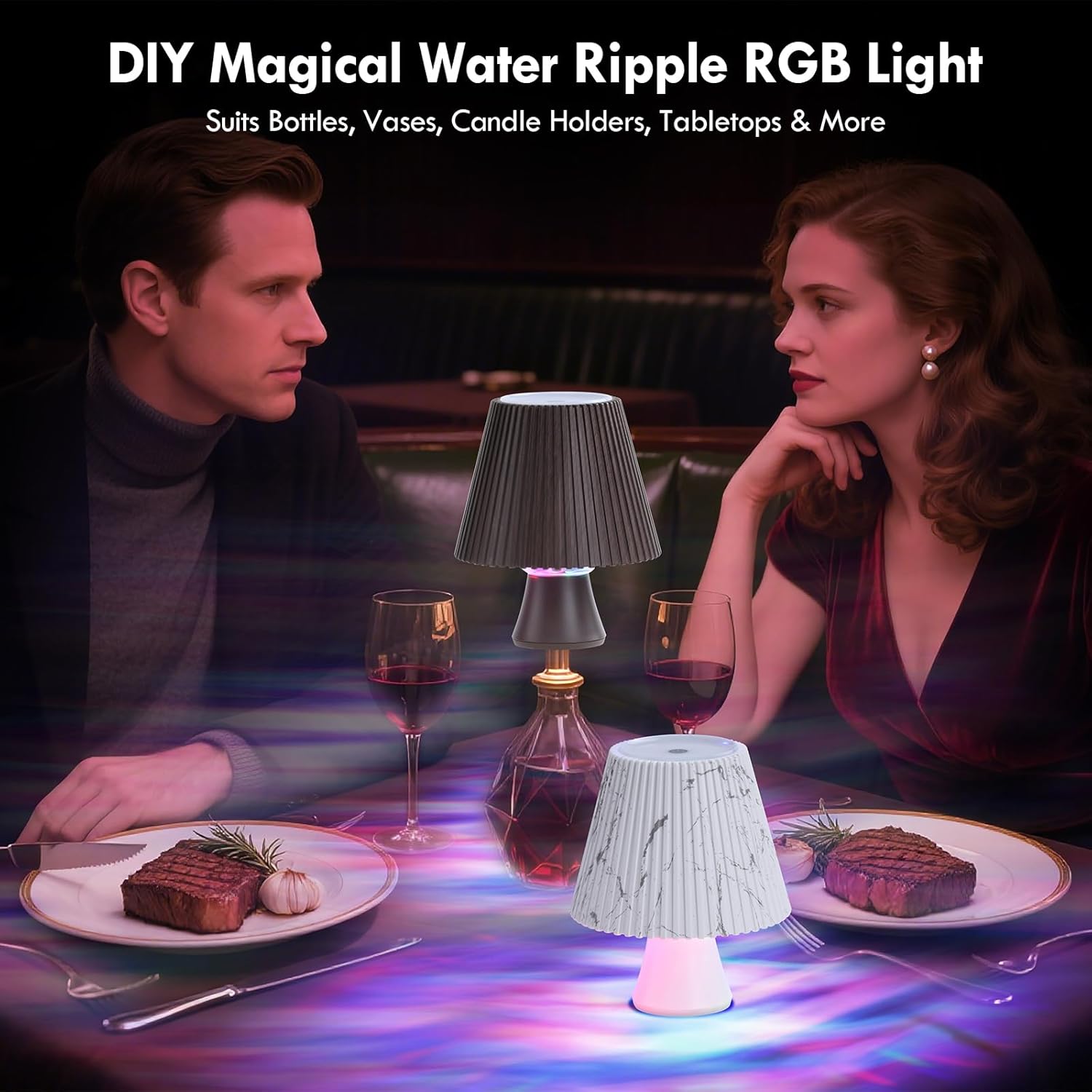 WILIT Wine Bottle Lights for Liquor Bottles, RGB Water Ripple Night Light Projector for Bedroom, Unique Home Decor Living Room, Birthday Gifts for Women, Wireless Bottle Lamp, Bar Accessories