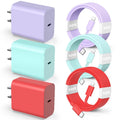 Compatible with iPhone 14 13 12 Charger, 20W Fast Charging Wall Charger, 10 FT USB ightning Cable,Phone Chargerr Cord for Phone 14/13/12/12 Pro Max/11/Xs Max/XR/X,AirPods Pro and More(Pueple/Blue/Red)