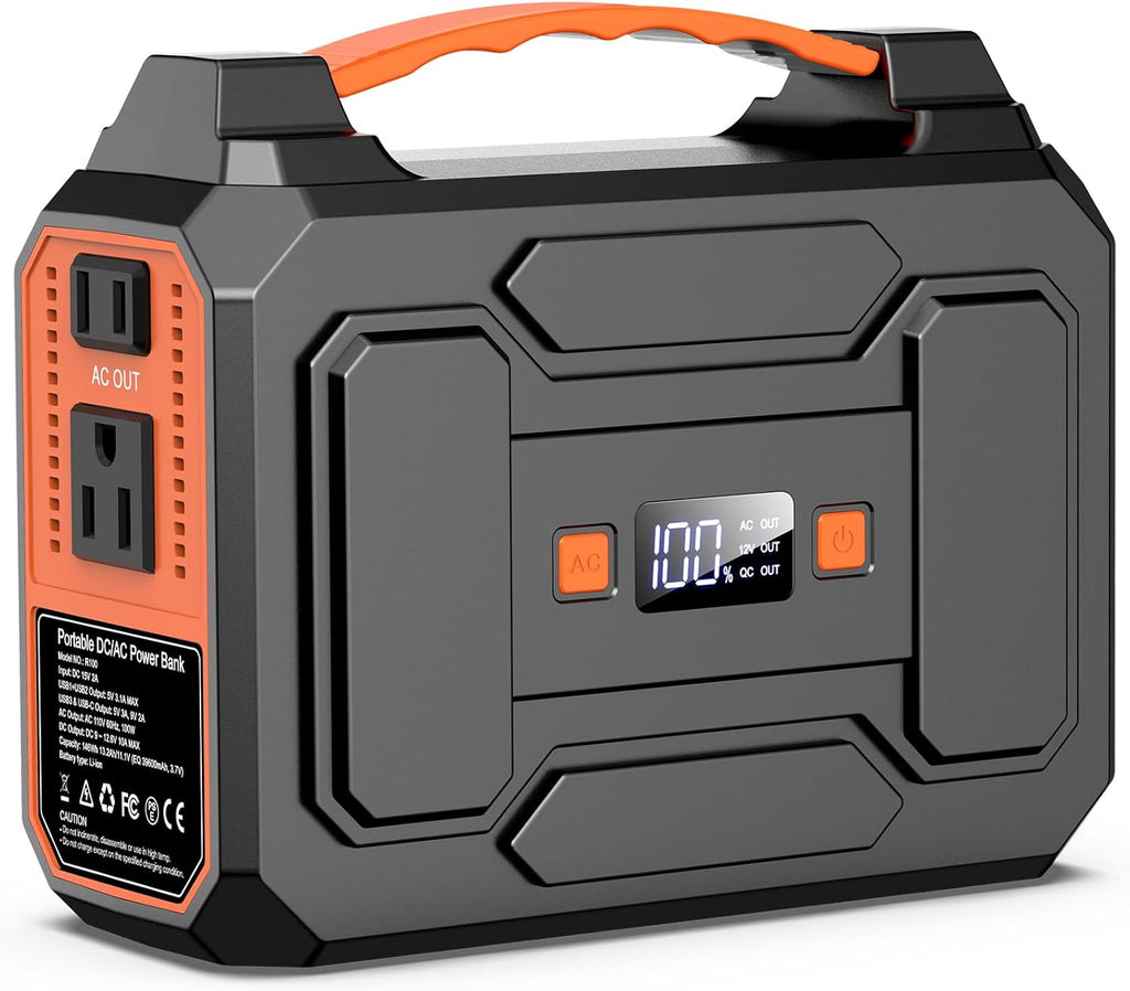 Apowking Portable Power Station Bank 146Wh 200W Peak(100W Rated), Solar Powered Power Bank with AC Outlet 110V for Camping, Solar Charger Power Bank Battery Pack 39600mAh for Home Outdoor Emergency