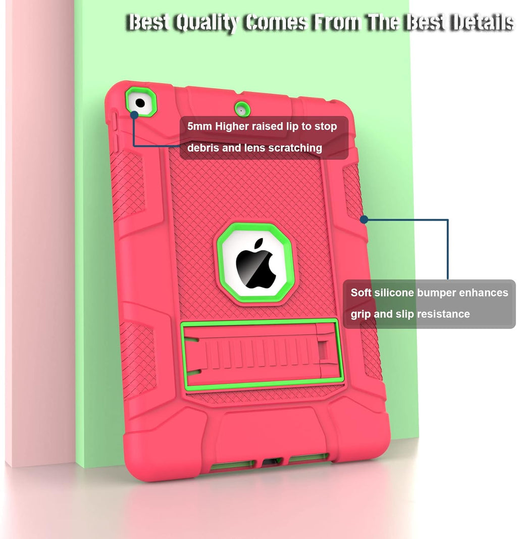 Rantice iPad 9th Generation Case, iPad 8th Generation Case, iPad 7th Generation Case, Hybrid Shockproof Rugged Drop Protection Cover with Kickstand for iPad 10.2'' 2021/2020/2019 Released(Pink+Green)