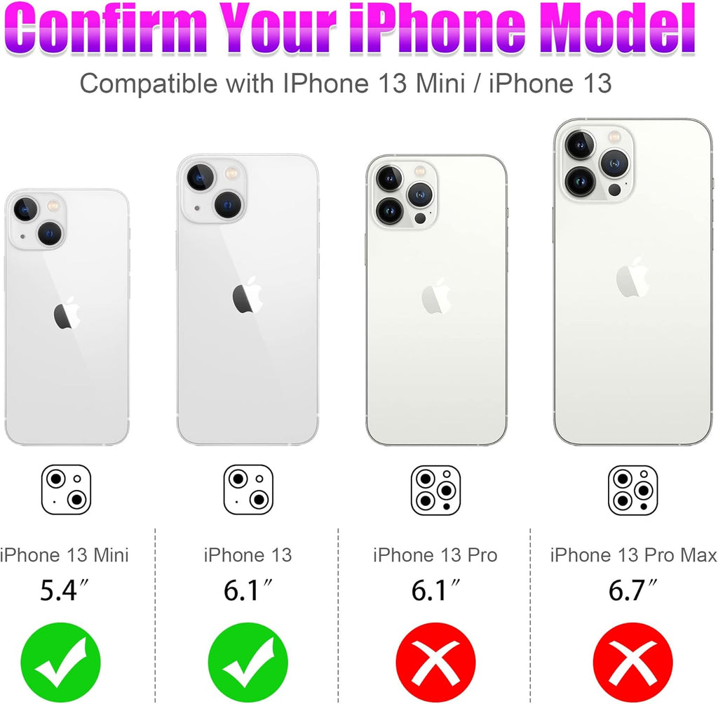 AGVEE 3+3 6 Pack for iPhone 13 6.1 inch / 13 Mini 5.4 inch Camera Lens Protector, Bling Diamond & Bling Glitter Metal Ring 9H Tempered HD Glass Camera Protector Cover Film, Bling-Silver